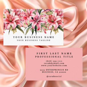 Roze Lelie Bloemen Visitekaartjes