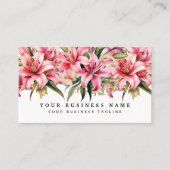 Roze Lelie Bloemen Visitekaartjes (Voorkant)