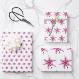 Roze Lelie Bloementuin Bruiloft Shower Feest Inpakpapier Vel