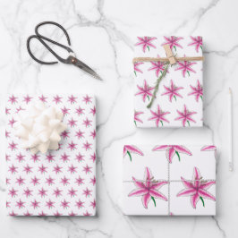Roze Lelie Bloementuin Bruiloft Shower Inpakpapier Vel