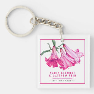 Roze lelie bloemige trouw aangepaste cadeau voor g sleutelhanger