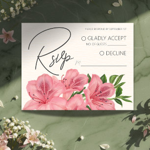 Roze lelie bloemrijke moderne trouw-RSVP QR-code Informatiekaartje