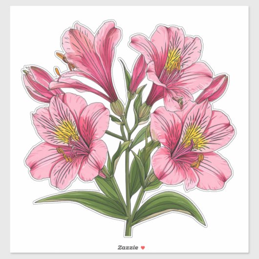 Roze Lelie Boeket Sticker (Vel)