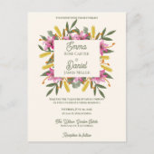 Roze Lelie Botanische Trouwuitnodiging Briefkaart (Voorkant)