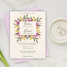 Roze Lelie Botanische Trouwuitnodiging Briefkaart