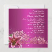 Roze Lelie Bruiloft Feest Uitnodigingen (Achterkant)