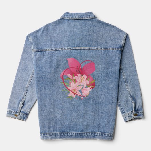 Roze lelie  denim jacket (Achterkant)
