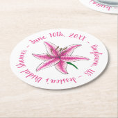 Roze Lelie Lelies Bloem Bloemstuk Persoonlijke Bru Ronde Kartonnen Onderzetter (Gebogen)