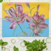 Roze Lelie Lelies Kunst Oma Naam Decoratie Theedoek (Gevouwen)