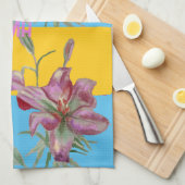 Roze Lelie Lelies Kunst Oma Naam Decoratie Theedoek (Quarter Fold)