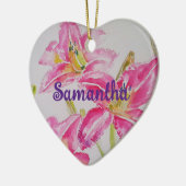  Roze Lelie Lelies Waterverf Kunstbloem Keramisch Ornament (Links)