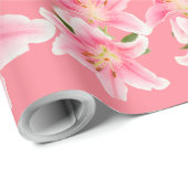 Roze lelie matte inpakpapier (Rol Hoek)
