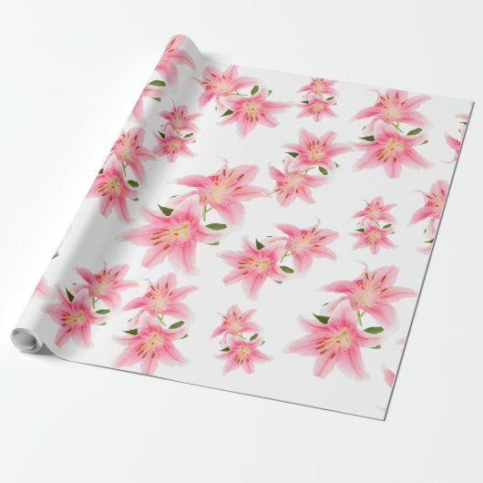 Roze lelie matte inpakpapier (Uitgerold)