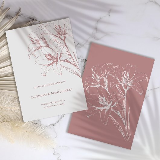 Roze Lelie Omlijning Trouwen Save The Date