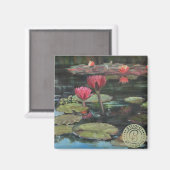 Roze Lelie op Donkergroen—Koelkast Magnet (Voorkant / Achterkant)