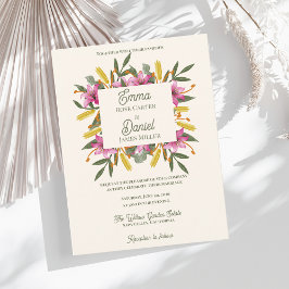 Roze Lelie Romantische Botanische Trouwkaart Uitnodiging Briefkaart