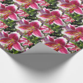 Roze lelie roze bloemenroze bloem tropische bloem cadeaupapier (Hoek)