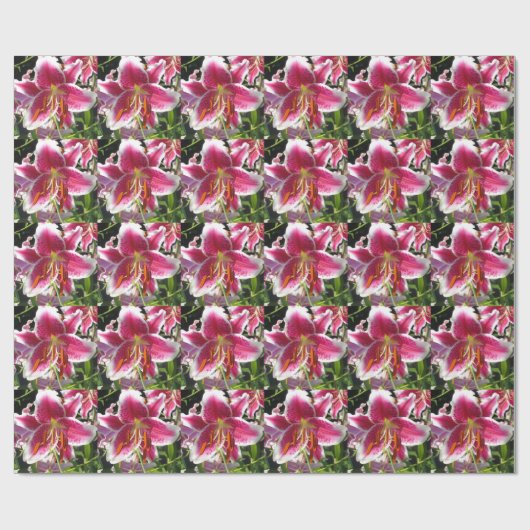 Roze lelie roze bloemenroze bloem tropische bloem cadeaupapier (Vlak)