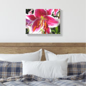 Roze lelie roze bloemenroze bloem tropische bloem canvas afdruk (Insitu (Slaapkamer))