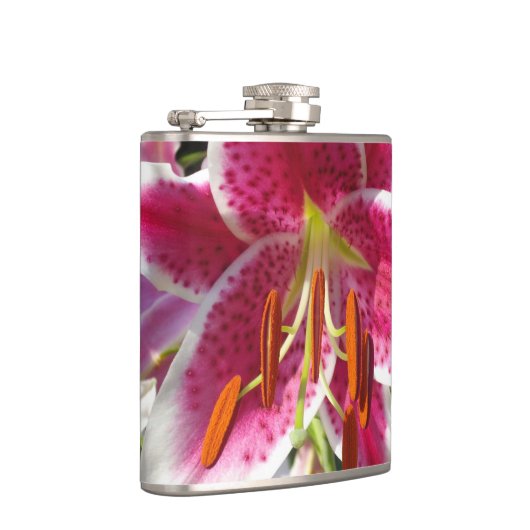 Roze lelie roze bloemenroze bloem tropische bloem heupfles (Rechts)