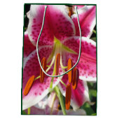 Roze lelie roze bloemenroze bloem tropische bloem medium cadeauzakje (Achterkant)