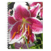 Roze lelie roze bloemenroze bloem tropische bloem notitieboek (Voorkant)