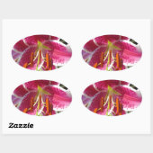 Roze lelie roze bloemenroze bloem tropische bloem ovale sticker (Vel)