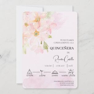 Roze lelie Spaanse quinceañera Kaart