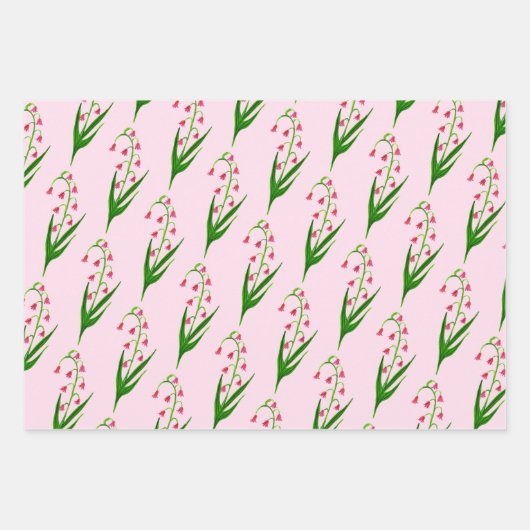 Roze Lelie van de Vallei Pasen Bloemen Waterverf Inpakpapier Vel (Voorkant 2)