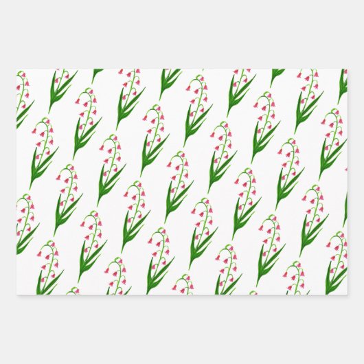 Roze Lelie van de Vallei Pasen Bloemen Waterverf Inpakpapier Vel (Voorkant)