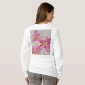 Roze Lelie Waterverf bloemen Womens T Shirt (Achterkant volledig)