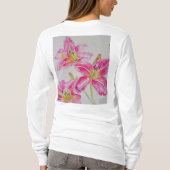 Roze Lelie Waterverf bloemen Womens T Shirt (Achterkant)