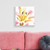 roze leliebloem | Waterverf bloemenschilderij Canvas Afdruk (Insitu (Woonkamer))