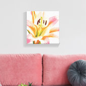 roze leliebloem | Waterverf bloemenschilderij Canvas Afdruk (Insitu (Woonkamer))
