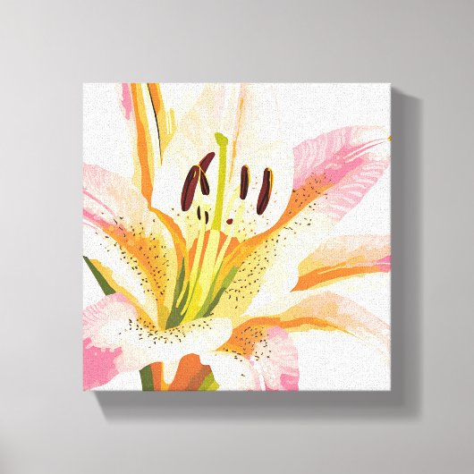 roze leliebloem | Waterverf bloemenschilderij Canvas Afdruk (Voorkant)