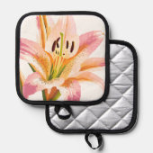 roze leliebloem | Waterverf bloemenschilderij Pannenlap (Voorkant / Achterkant)