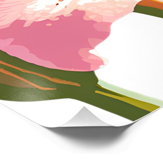 roze leliebloem | Waterverf bloemenschilderij Perfect Poster (Hoek)