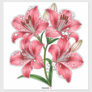 Roze Lelieboeket Sticker