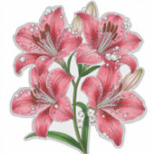 Roze Lelieboeket Sticker (Voorkant)