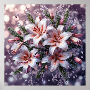 🌸 Roze Lelieboeket voor Elegante Bloemendecoratie Poster