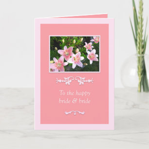 Roze Lelies Bruid & Bruid Trouwen Kaart