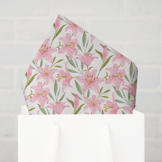 Roze Lelies Decoupage Papier, Bloemmotief Tissuepapier (Cadeauzakje)
