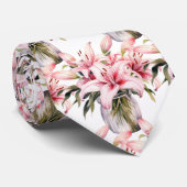 Roze lelies in vaas stropdas (Opgerold)