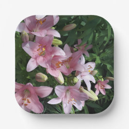 Roze lelies papieren bordje