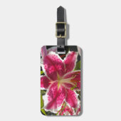 Roze lelies roze tropische bloemen roze bloemig bagagelabel (Voorkant verticaal)