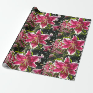 Roze lelies roze tropische bloemen roze bloemig cadeaupapier