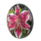 Roze lelies roze tropische bloemen roze bloemig dartbord (Voorkant Rechts)