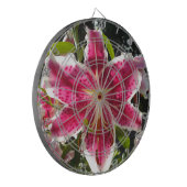 Roze lelies roze tropische bloemen roze bloemig dartbord (Voorkant Links)