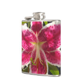 Roze lelies roze tropische bloemen roze bloemig heupfles (Links)