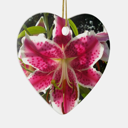 Roze lelies roze tropische bloemen roze bloemig keramisch ornament (Rechts)